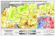 Dopady na vegetaci - Evropa - 20. srpen 2017