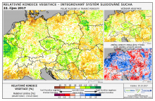 Dopady na vegetaci - Evropa - 22. říjen 2017