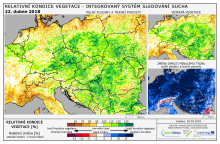 Dopady na vegetaci - Evropa - 22. duben 2018