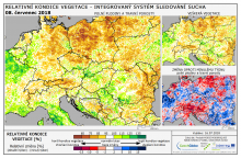 Dopady na vegetaci - Evropa - 8. červenec 2018