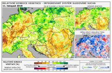 Dopady na vegetaci - Evropa - 11. listopad 2018