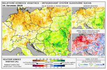 Dopady na vegetaci - Evropa - 14. červenec 2019