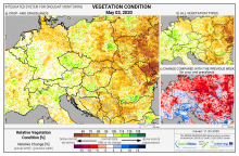 Dopady na vegetaci - Evropa - 3. květen 2020