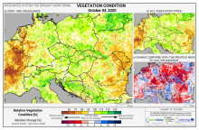 Dopady na vegetaci - Evropa - 4. říjen 2020