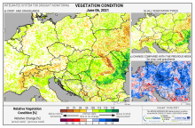 Dopady na vegetaci - Evropa - 6. červen 2021