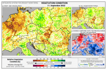 Dopady na vegetaci - Evropa - 11. září 2022