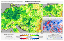 Dopady na vegetaci - Evropa - 20. listopad 2022