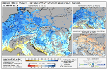 Index půdní vláhy - Evropa - 21. leden 2018