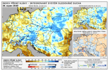 Index půdní vláhy - Evropa - 19. srpen 2020