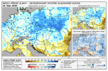 Index půdní vláhy - Evropa - 18. říjen 2020