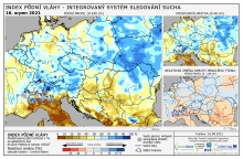 Index půdní vláhy - Evropa - 15. srpen 2021